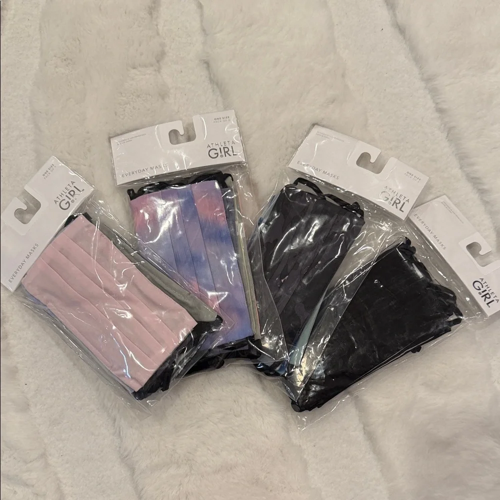 Athleta Girl Everyday Face Masks, Pink Purple Black Tie-Dye - New Set of 20